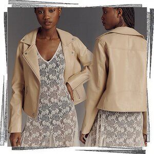 NWT: Light Sand Faux Leather Moto Jacket (S) by Anthropologie